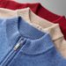 1 100% Wool Sweater For Men, Half Turtleneck, Zipper, Thickened Base Sweater, Autumn Winter Business Casual Solid Color_viptrois.com