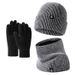 Warm knit hat set Men's and women's double-layer winterproof plus fleece hat bib gloves three-piece winter set_viptrois.com
