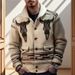 New Men's Jacquard Knit Jacket Long Sleeve Turn-Down Collar Cardigan Sweater Men SY0037_viptrois.com
