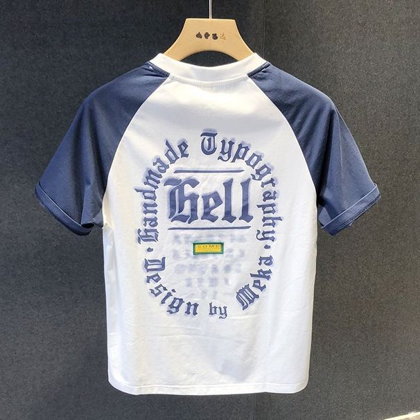 2024 Summer New Fashion Short Sleeve T-Shirt Men's Trend Personality Versatile Casual Trend Handsome Crew Neck Top_viptrois.com