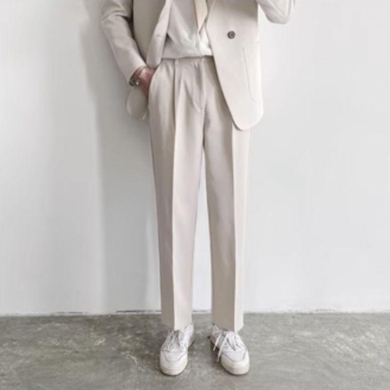 Nengmeng Korean Version Of Boys Loose Straight Trousers Spring And Autumn Teenagers Drape Wide-leg Trousers Light And Mature Men's Casual Trousers_viptrois.com