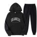 Men's fashion spring and autumn hooded solid color sweater suit men's pullover sweater suit men's hoodie_viptrois.com