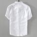 Men's Pure Linen Short Sleeve Shirt - Breathable & Lightweight Summer Casual Shirt, Relaxed Fit, Solid Color (White, Beige, Grey, Blue) - XXS To 5XL_viptrois.com
