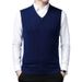Autumn And Winter New Men's Wool Sweater Knitted Vest Vest Casual Middle Aged Solid Color V Neck Versatile Vest_viptrois.com
