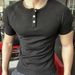 Men's Short Sleeve T-Shirt Fitness Elastic Threaded Tight_viptrois.com