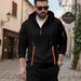 Men's Clothing Zip-Up Hoodie With Jacquard Detailing - Multi-Pocket Streetwear Pullover | Casual Athletic Wear In White/Grey/Black/Khaki/Army Green_viptrois.com