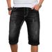Men's Slim Fit Denim Shorts Trendy Style With Whiskers Casual Washed Five Point Pants Style_viptrois.com