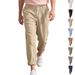 Men's Linen Casual Trousers Summer Loose Straight Leg Wide Leg Naples Gurkha Pants_viptrois.com