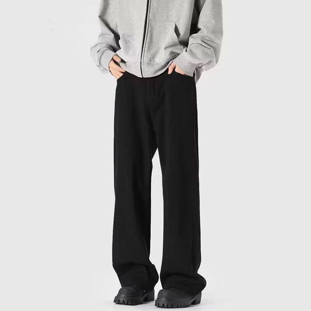 2025 Spring/Summer Trendy Basic Solid Color Straight-Leg Pants, Casual Long Pants For Men And Women, Hong Kong Style_viptrois.com