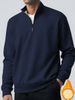 Men's Fleece-Lined High Neck Sweatshirt - Winter Zip-Up Thermal Top With Sherpa Interior, Slim Fit Pullover For Cold Weather_viptrois.com