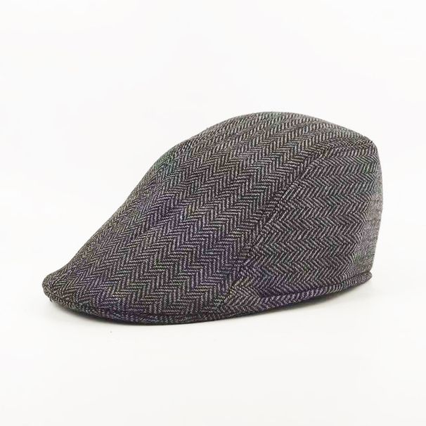 Spring And Autumn Tweed Newsboy Men's Duckbill Cap Full Brim Winter Beret Striped Warm Woolen Hat_viptrois.com