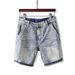 Washed Light Colored Denim Shorts Men's Summer Thin Korean Style Trendy Slim Fit Versatile Five Point Shorts_viptrois.com