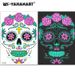 Funny Halloween two-color glow-in-the-dark tattoo face with Day of the Dead scar tattoo sticker_viptrois.com