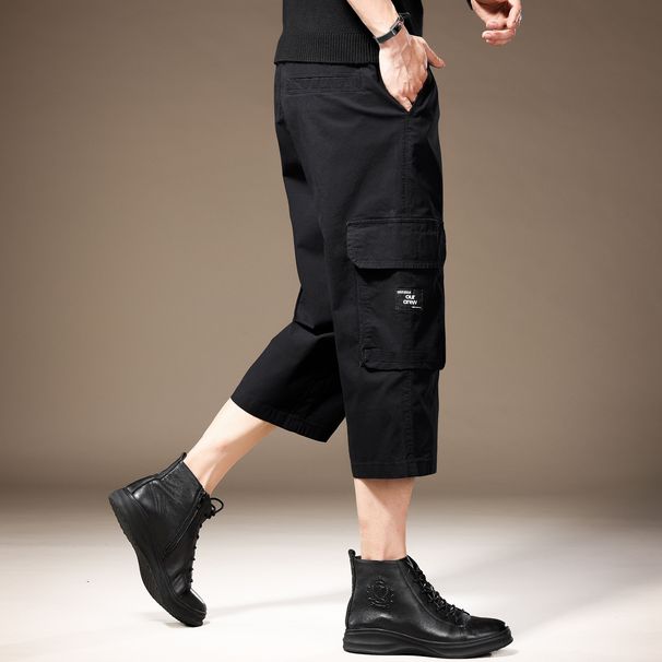 High End Pure Cotton Black Camouflage Men's Seven Piece Shorts, Summer Trendy Brand Loose Oversized Ruffian And Handsome_viptrois.com