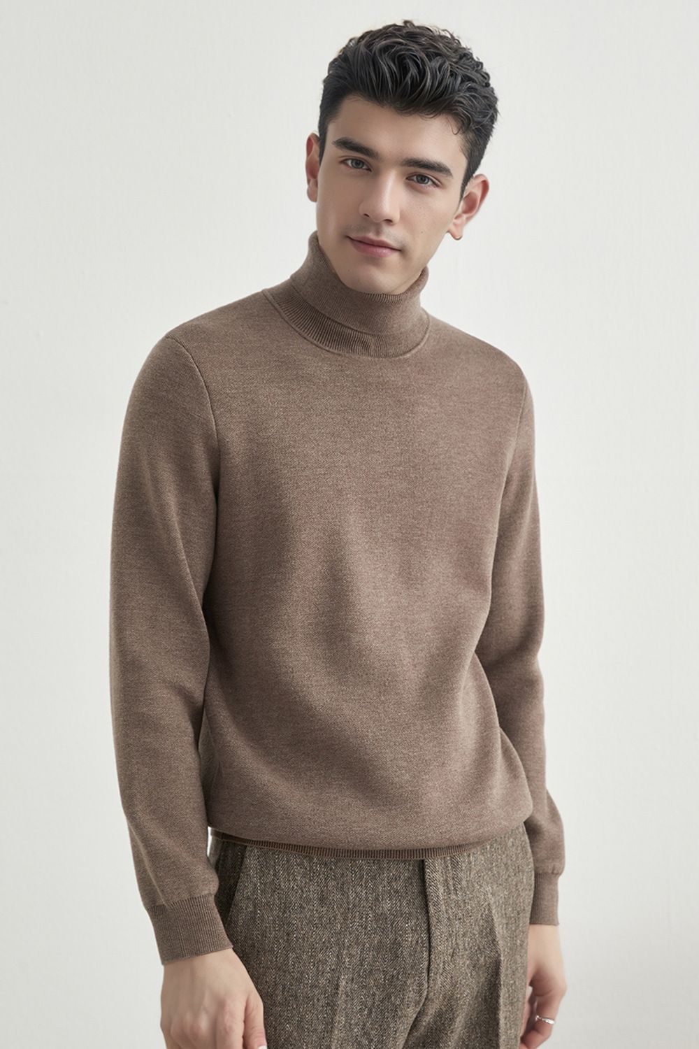 Men's High Neck Thermal Sweater Fleece Lined Winter Knitwear Slim Fit Long Sleeve Pullover Fashion Trends_viptrois.com