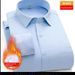 Pulse Pulse Winter Fleece-Lined Thicked White M's Long Sleeve Business Professional Formal Wear Non-Iron Warm Pocket Shirt For_viptrois.com