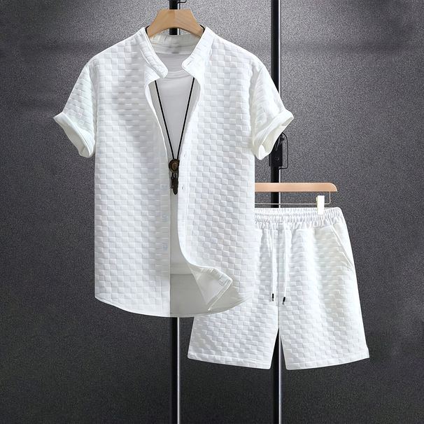 Men's Clothing Hot Style Summer New Men's Shirt Short Sleeved Shirt Jacquard Shirt Casual Short Sleeved Shirt Suit_viptrois.com