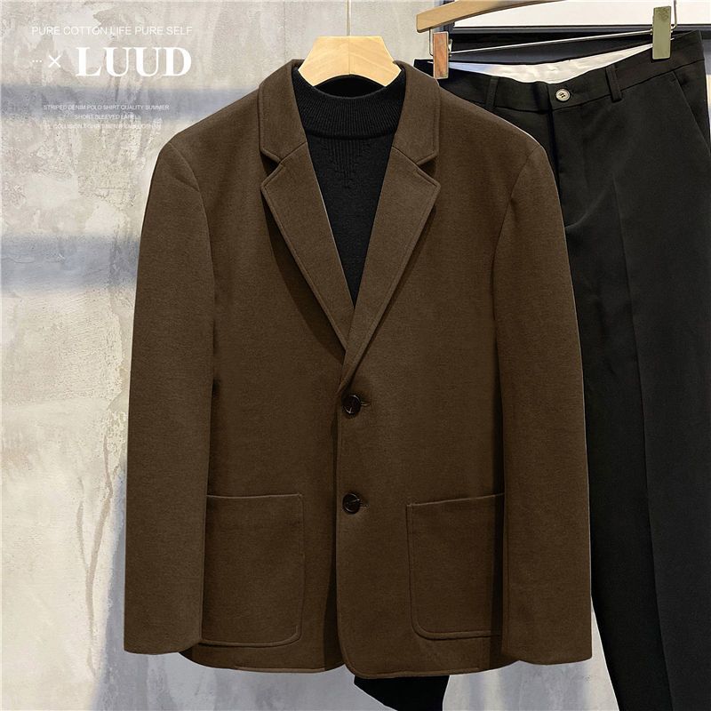 Men's Clothing Handsome Woolen Suit Retro Casual Trendy Suit Small Jacket Thick Warm Tops_viptrois.com