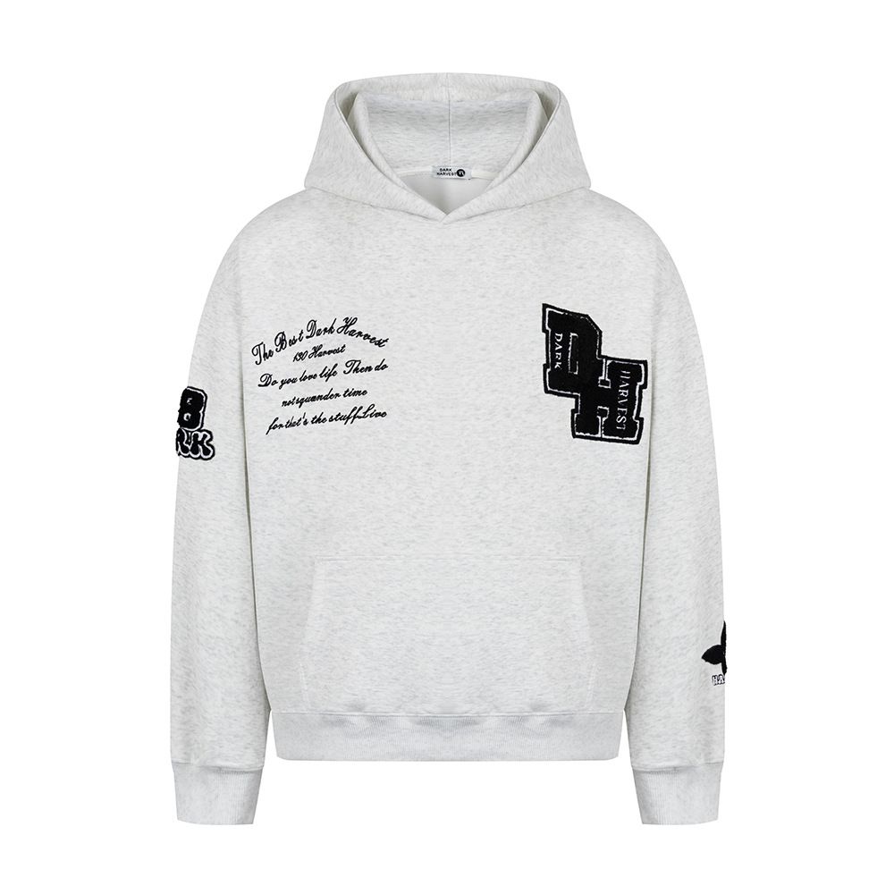 American High Street Letter Embroidery Hooded Sweatshirt Trendy Brand Men's Autumn Winter Loose 420G Pullover Sportswear_viptrois.com