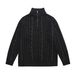 25 Autumn Winter New Half-Zip Stand Collar Pullover Knit For Men American Retro Color-Block Loose Sweater_viptrois.com