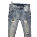 Men's Clothing Fashion Pants Ripped Trousers Jeans Elastic Slim Fit Nine Point Pants_viptrois.com