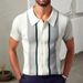 2025d Clothing Summer New Men's Knit Sweater Turn-down Collar Pullover Casual Striped Polo Shirt SY0041_viptrois.com