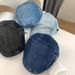 Spring Autumn Washed Denim Forward Large Head Circumference Face-Slimming Beret Japanese And Korean Versatile Newsboy_viptrois.com