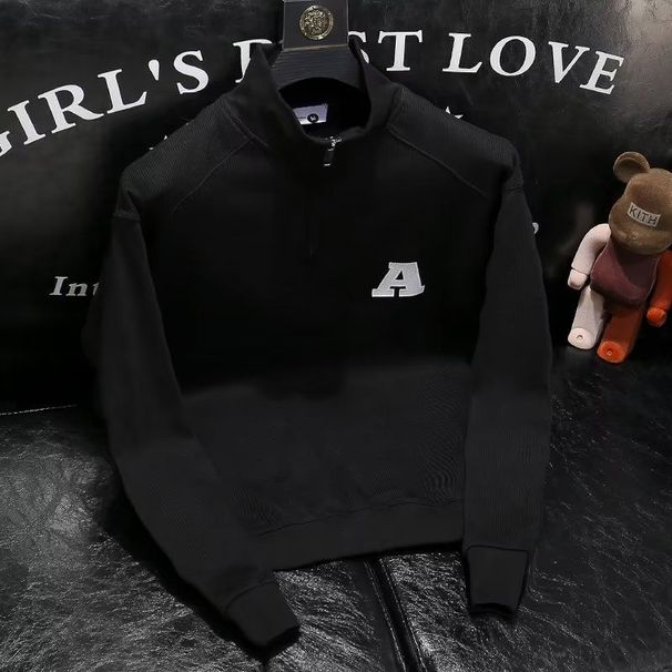 Half Turtleneck Embroidered Letter Sweater Korean Style Bottoming Top Spring And Autumn Trendy Brand Casual Knitted Coat_viptrois.com