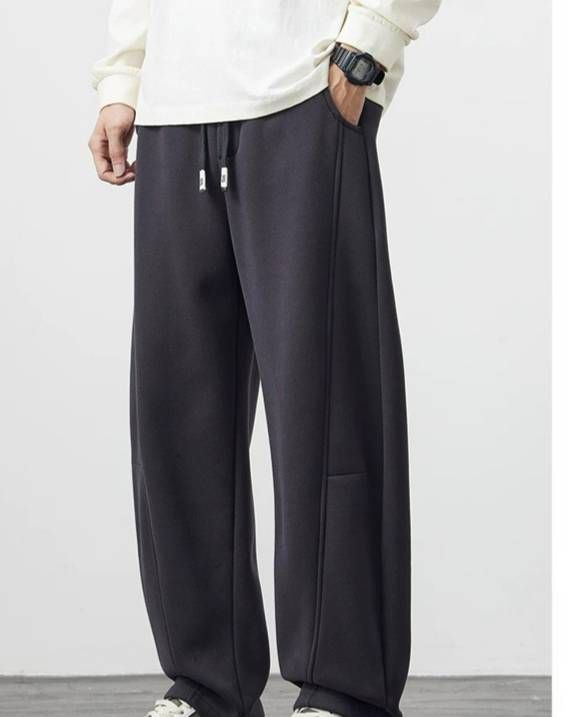 Men's Clothing Casual Pants, Spring And Autumn 2025 New Style, Straight Leg Casual Pants, Loose Trendy Curved Blade Sports Sweatpants_viptrois.com