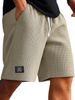 Men's Casual Sports Shorts Summer Waffle Cotton Polyester Middle-Aged And Young Style Black Blue Mid-Waist Drawstring Pants_viptrois.com