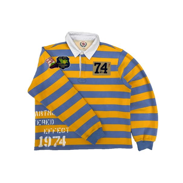 Fashion High Street Harajuku Hip-Hop American Retro Y2K Top Tee Women/Men Polyester Lapel Stripe Collision Color Long Sleeve Casual Loose T-Shirt_viptrois.com