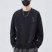 Spring Autumn fashion trend splicing design with a casual and high-end feel, ins long sleeved versatile round neck_viptrois.com