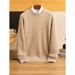 Nordmann 100% Cashmere Winter Thickened Jacquard Round Neck Casual Loose Knitted Base Shirt Sweater For Men_viptrois.com