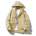 Men's Workwear Color-Block Hooded Jacket – Oversized Korean Streetwear Corduroy Coat (M-4XL, Khaki/Beige/Black/Orange) – Lightweight Polyester_viptrois.com