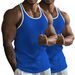 Men's Summer Vertical Striped Knit Fitness Casual Sports Straight Hem Multicolor Slim Fit Tank Top_viptrois.com