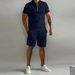 Men's Clothing Summer Sports Mesh Polo Shirt Suit Quick Drying Breathable Lapel Zipper Decoration Solid Color Casual Short Sleeve_viptrois.com