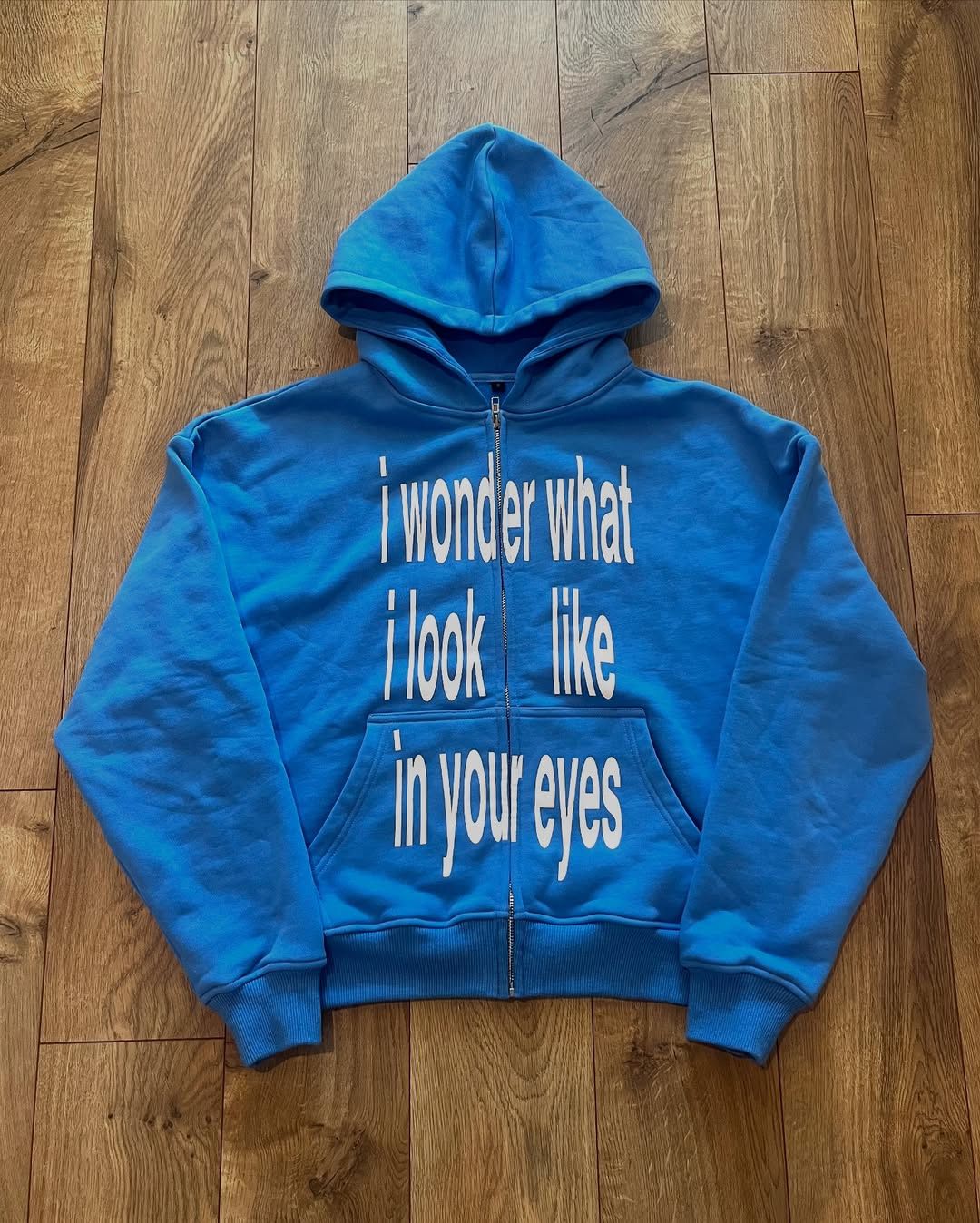 Unisex Retro Hooded Sweatshirt With Bold Letter Print, Oversized Streetwear Pullover, Anime Graphic Zip-Up Hoodie For Men & Women (Blue, S-XXL)_viptrois.com
