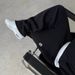 Unisex Retro Street Trend Hip Hop Casual Elastic Waist Zipper Loose Solid Color Sports Casual Pants_viptrois.com