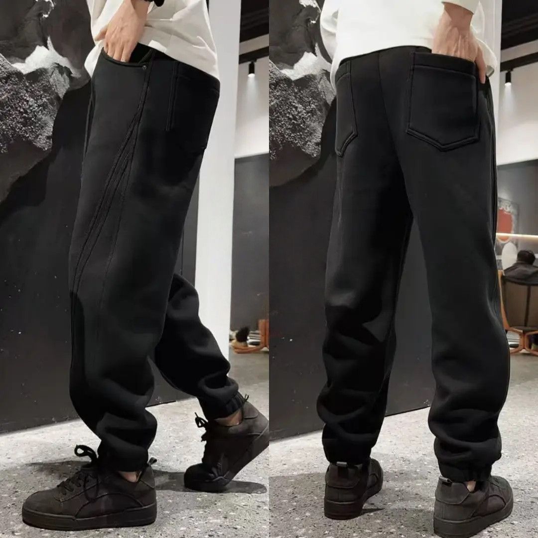 Design Sense Brushed Fleece Three-Dimensional Tailored Sports Sweatpants Versatile Loose Fit Autumn Winter New Men's_viptrois.com