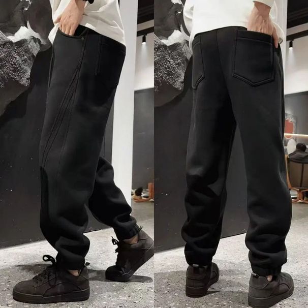 Design Sense Brushed Fleece Three-Dimensional Tailored Sports Sweatpants Versatile Loose Fit Autumn Winter New Men's_viptrois.com