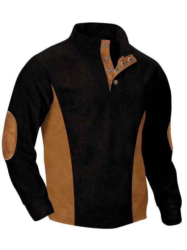 Men's Clothing Spring And Autumn Men's Casual Stand Up Collar Long Sleeved Ribbed Corduroy Sweatshirt_viptrois.com