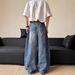 Men's Clothing Street Washed Cat Whisker Wide Leg Scimitar Jeans For Men And Women, Handsome And Slim, Couple T Shirt, Sickle Pants Trend_viptrois.com
