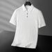 Men's Clothing Knitted Short Sleeved Thin Men's Large Size Breathable Mesh Men's Business Shirt Lapel Men_viptrois.com