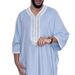 Men's Clothing High End Muslim Rope Embroidery Robe Ethnic Style Linen Robe Side Pockets_viptrois.com