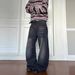 Vintage Black Washed Distressed Jeans 90s Baggy Wide-Leg Denim Pants With Cat Whisker & Crooked Blade Wash, Streetwear High Waist Relaxed Fit_viptrois.com