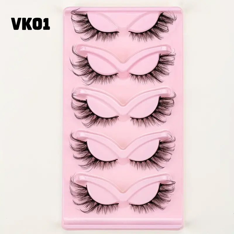 5 Pairs Cat Eye False Eyelashes - Voluminous Wispy Flared Lashes With Fox Effect, Natural Looking & Dramatic Curl For Eye Lengthening_viptrois.com