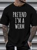 Pretend I'm A Worm Simple Easy Halloween Costume T-Shirt Stylish Female Women Slightly Fashion Summer Designer Clothes Graphic Casual Soft Top For Everyday Wear T-Shirt For Women Casual Breathable Unisex Print Round Neck Short Sleeve Comfortable_viptrois.com