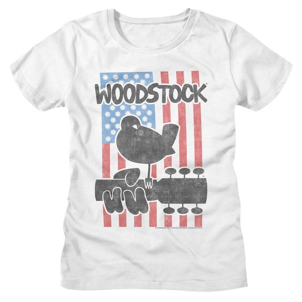 Ladies Woodstock Flower Flag Music Shirt_viptrois.com