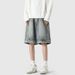 Inverted Denim Shorts Men's Summer New Style American High Street Vibe Washed Hooligan Cool Trendy Brand Loose Casual_viptrois.com