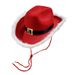 Christmas Women's Hats New Style Big Red Gold Metal Buckle Cowboy Hat Men And Women Holiday Celebration Decoration Hat_viptrois.com
